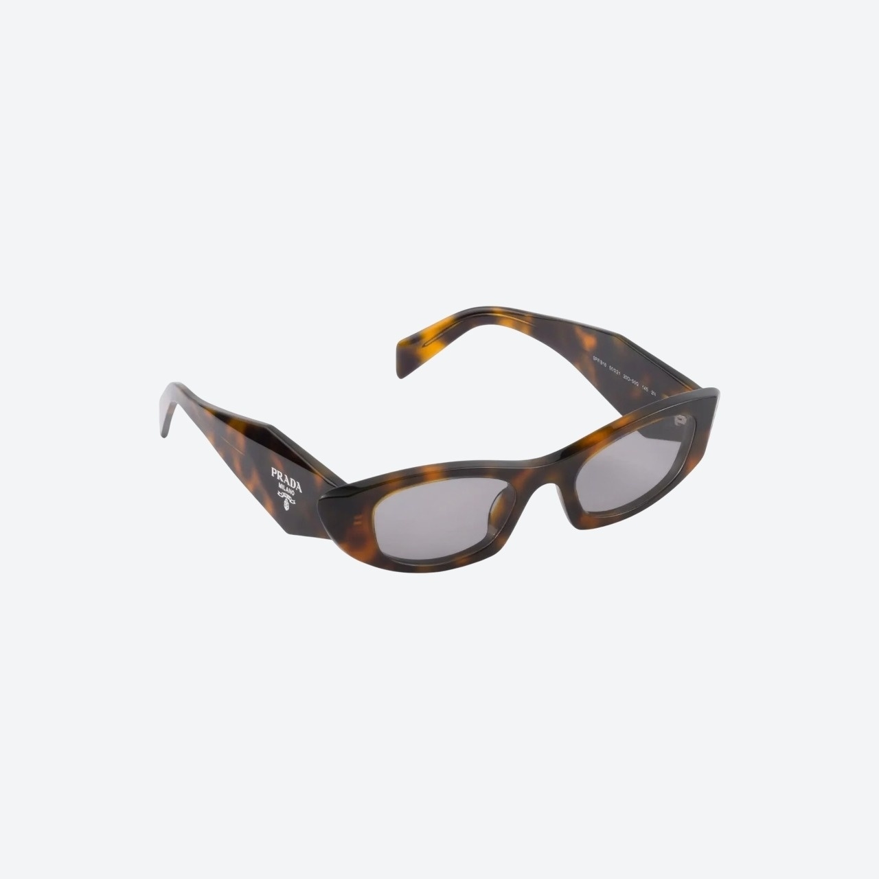 Prada cat-eye sunglasses in tortoiseshell, gray lenses front
